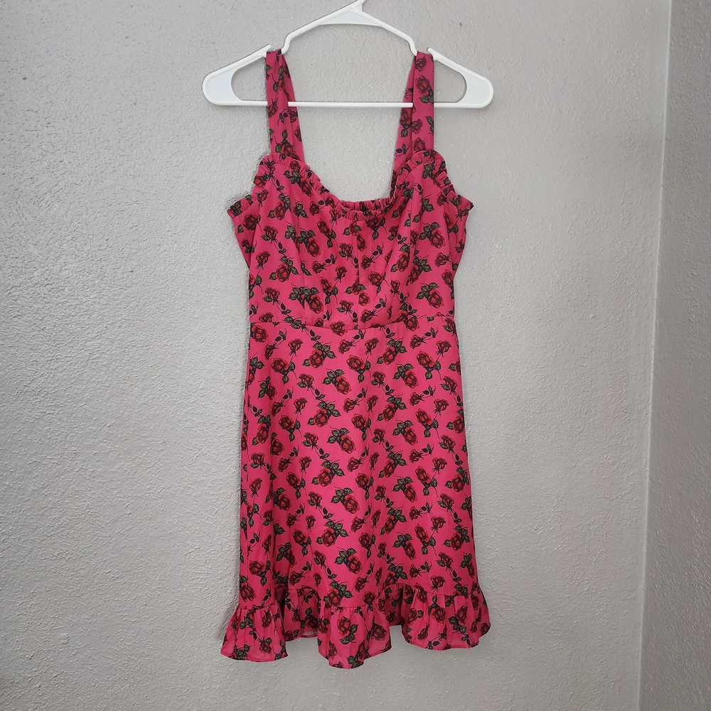 Betsey Johnson Pink Dress with Black Floral Design